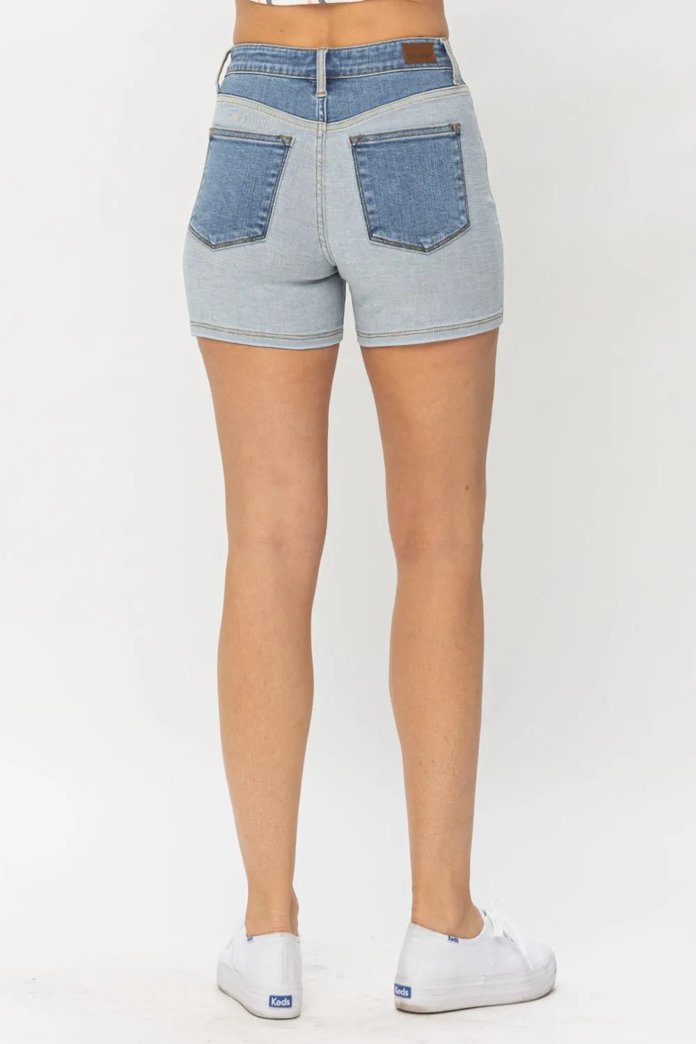 Judy Blue Color Block Denim Shorts - Full Size