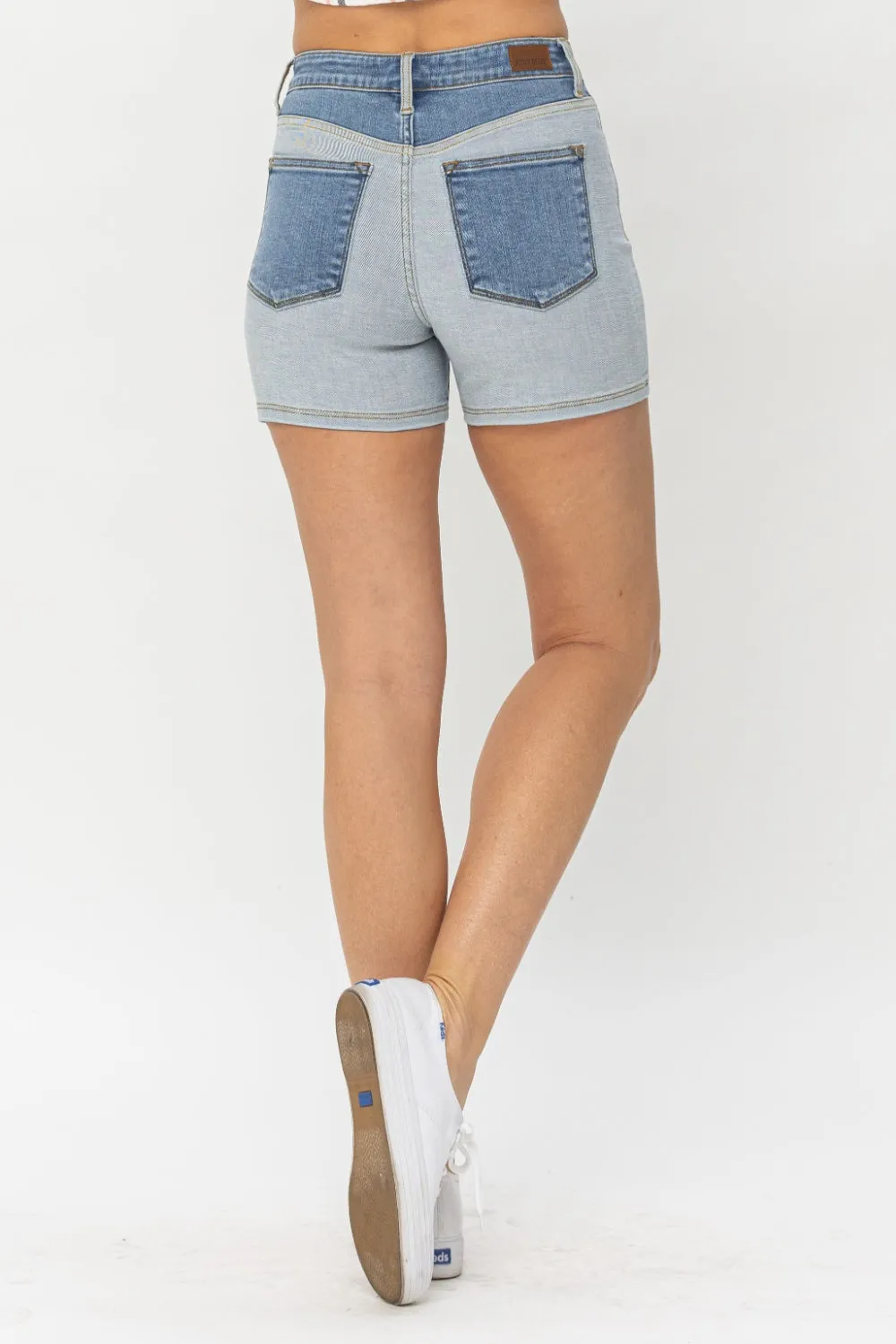 Judy Blue Color Block Denim Shorts - Full Size