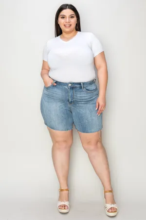 Judy Blue High Waist Raw Hem Denim Shorts