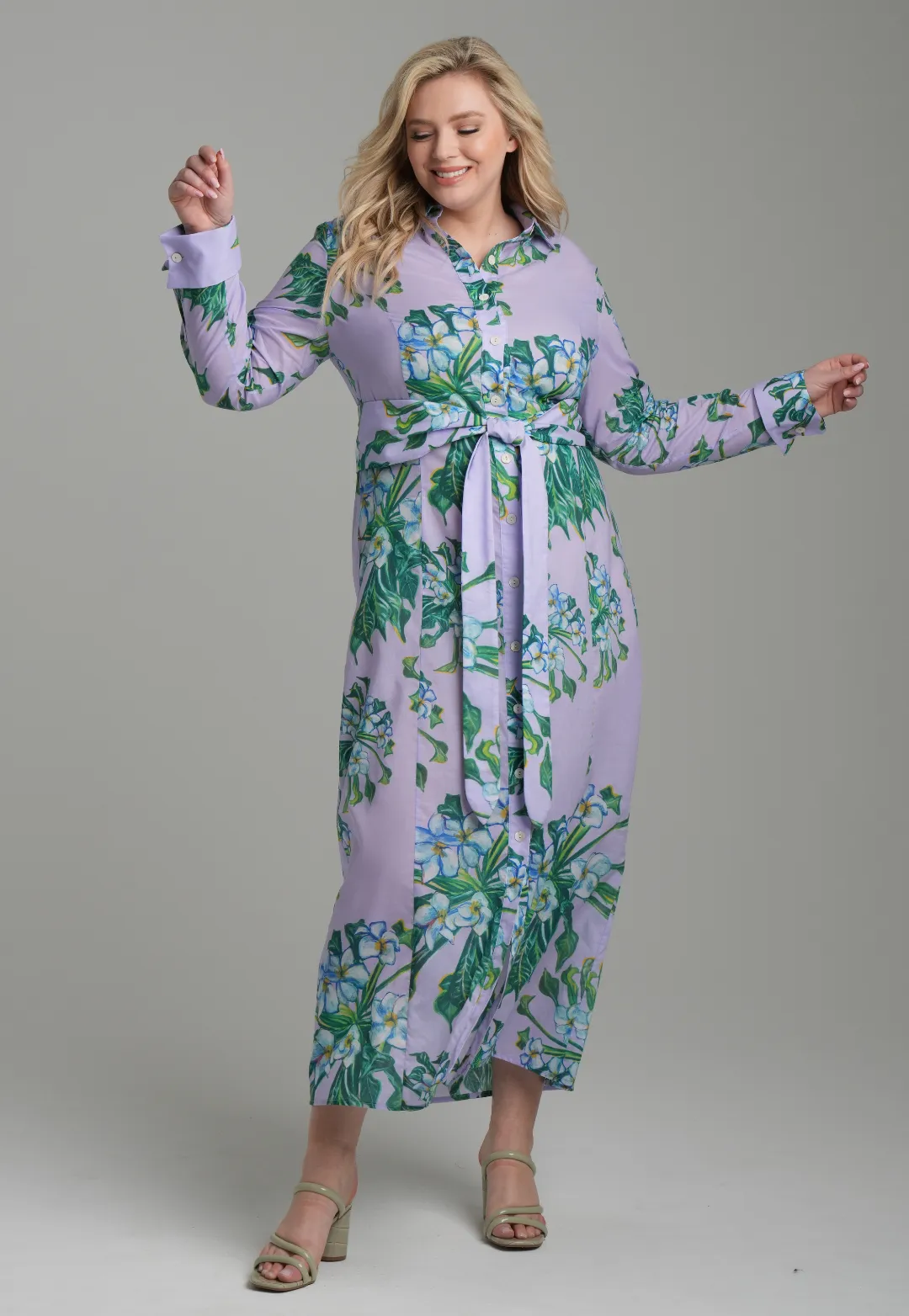Kathe Cotton Dress in Lavender Mock Coffee