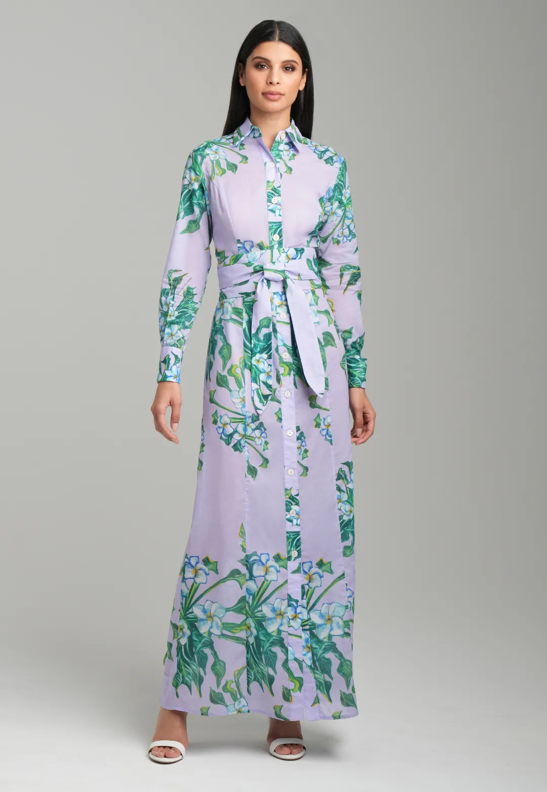 Kathe Cotton Dress in Lavender Mock Coffee