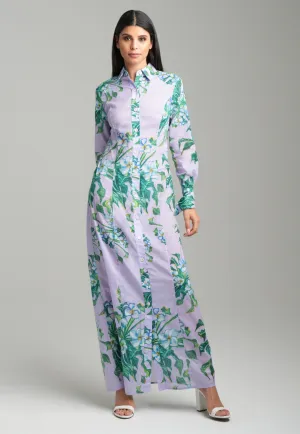 Kathe Cotton Dress in Lavender Mock Coffee