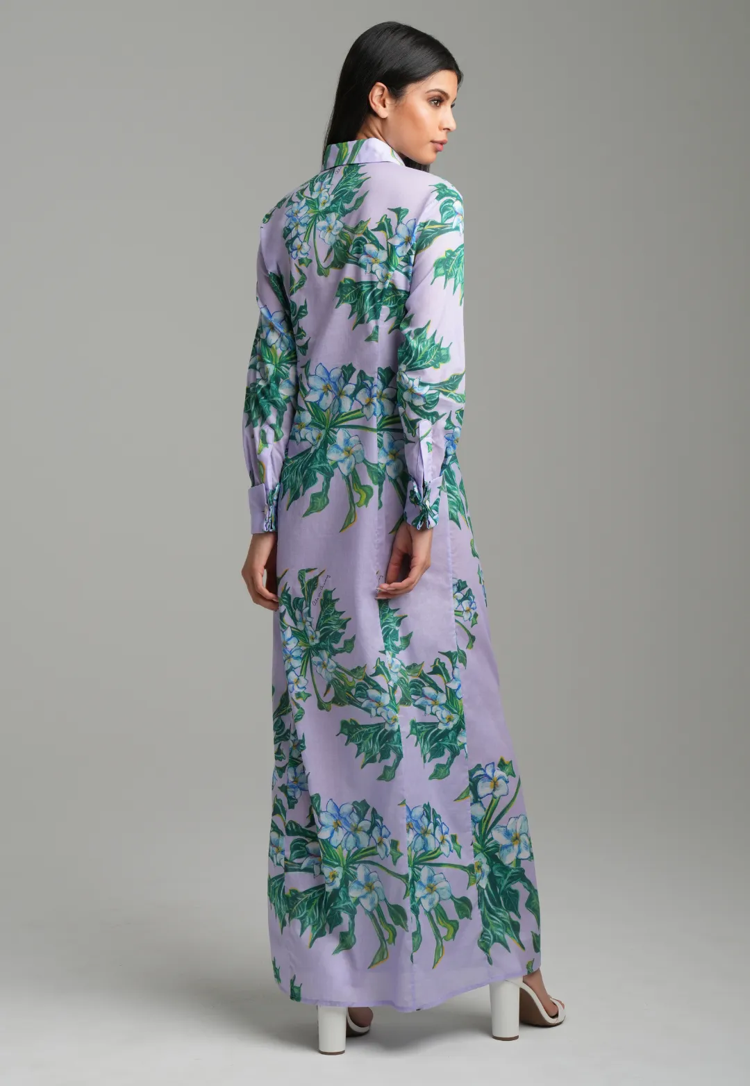 Kathe Cotton Dress in Lavender Mock Coffee