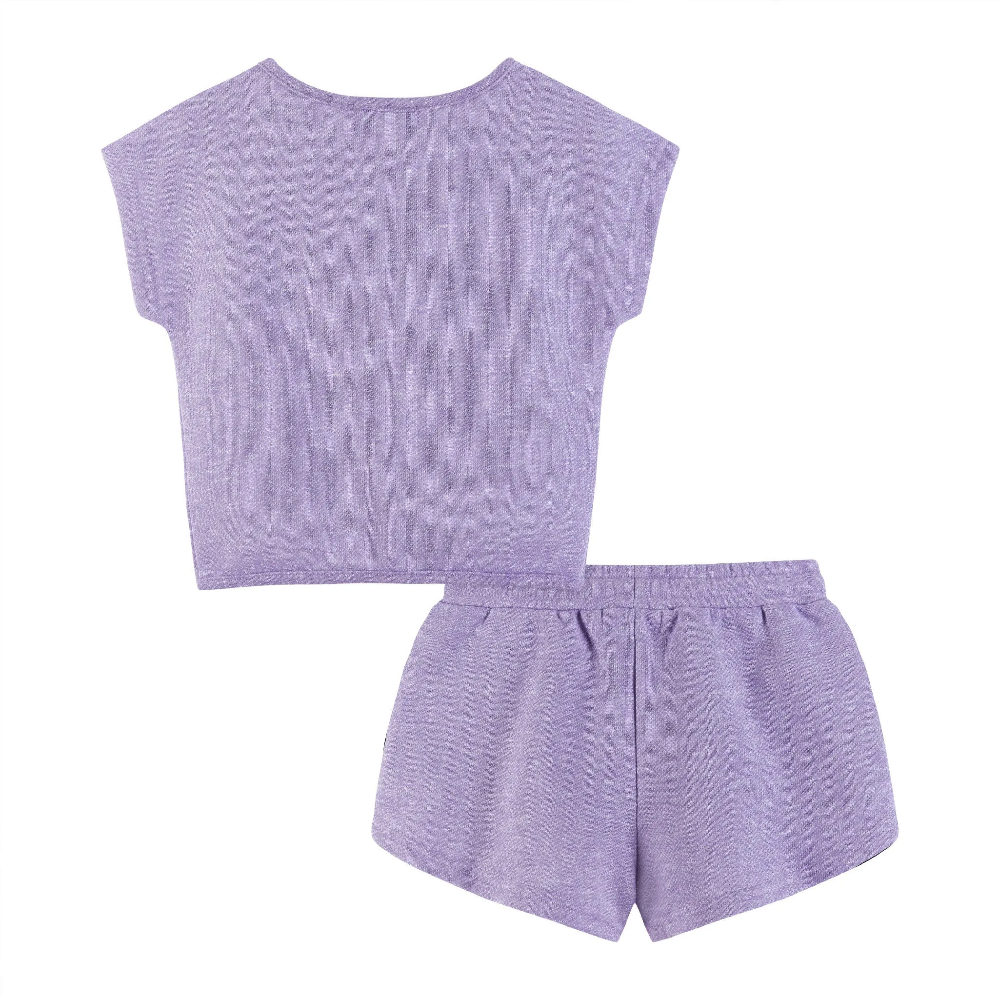 Kids (2-6) Girls Tie-Front Top & Short Set | Purple Smiley Face