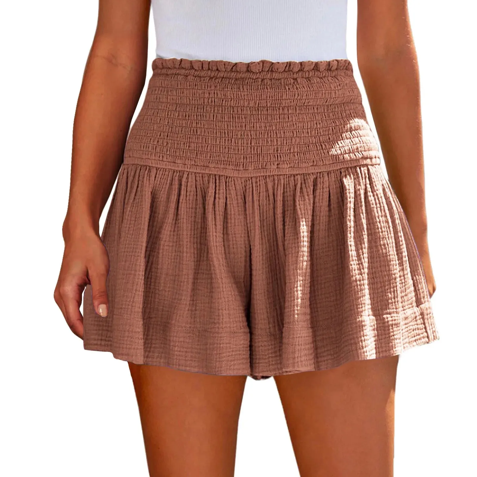Ladies Large High Waist Casual Soft Breathable Wide Leg Shorts
