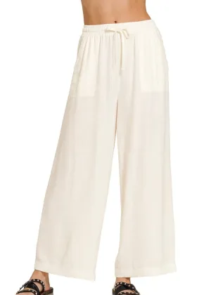 Linen Blend Relaxed Pants Ivory