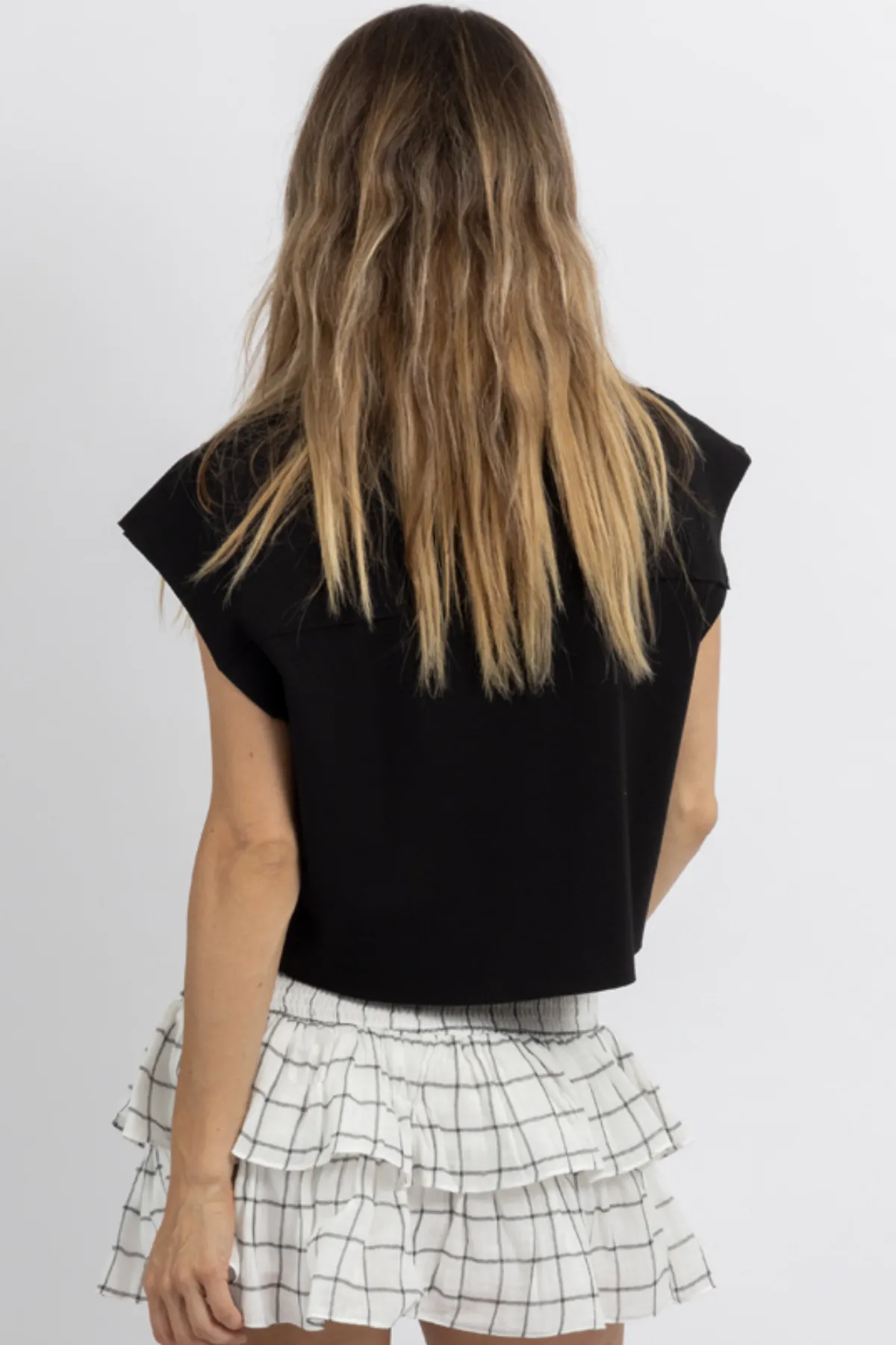 LOGAN BLACK BUTTON COLLARED TANK