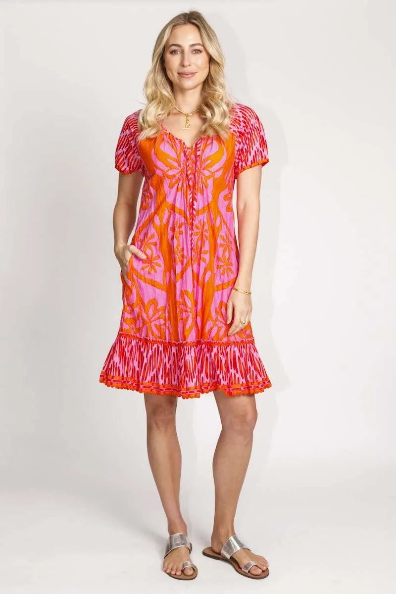 Lula Life Sorrento Shirred Dress Melon