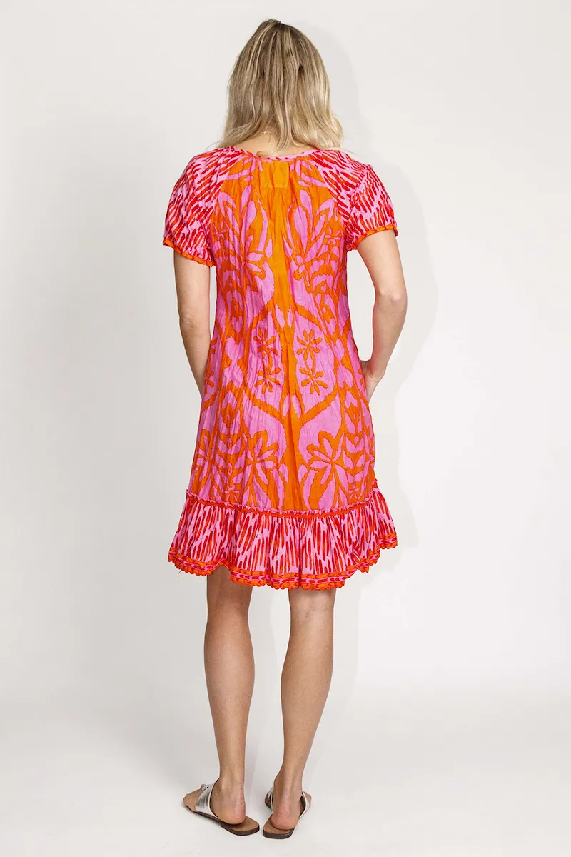 Lula Life Sorrento Shirred Dress Melon