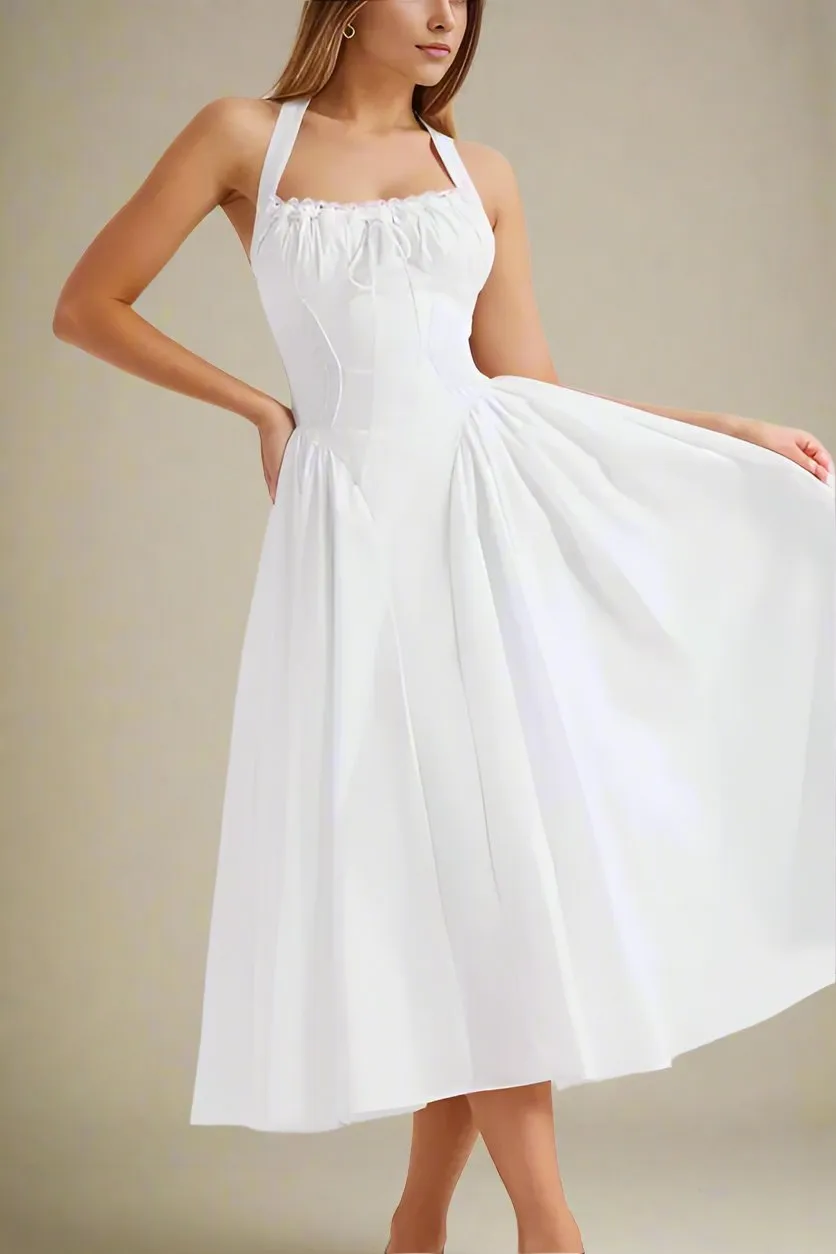 Lynsie Bodycon Midi Dress - Pearl White