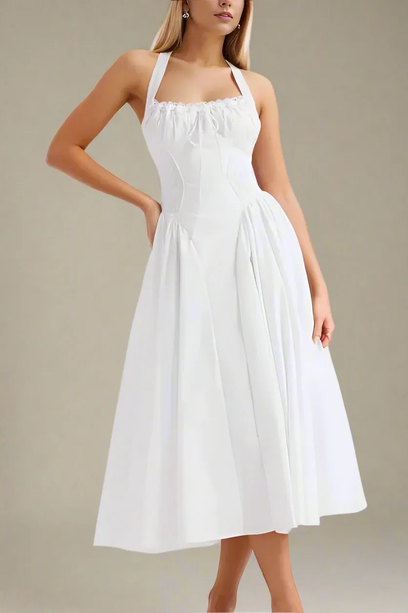 Lynsie Bodycon Midi Dress - Pearl White