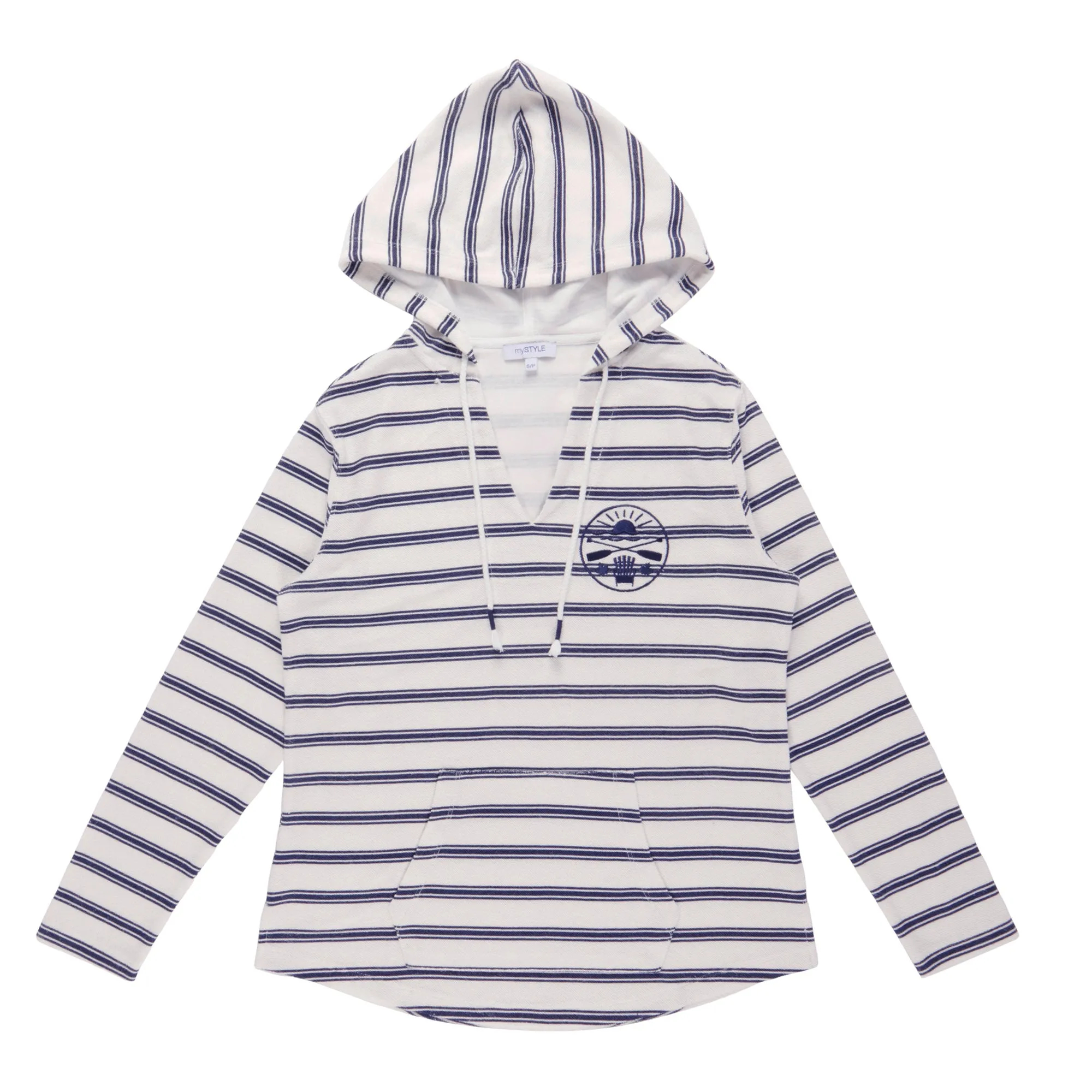 mySTYLE Women's Drawstring Striped Hoodie