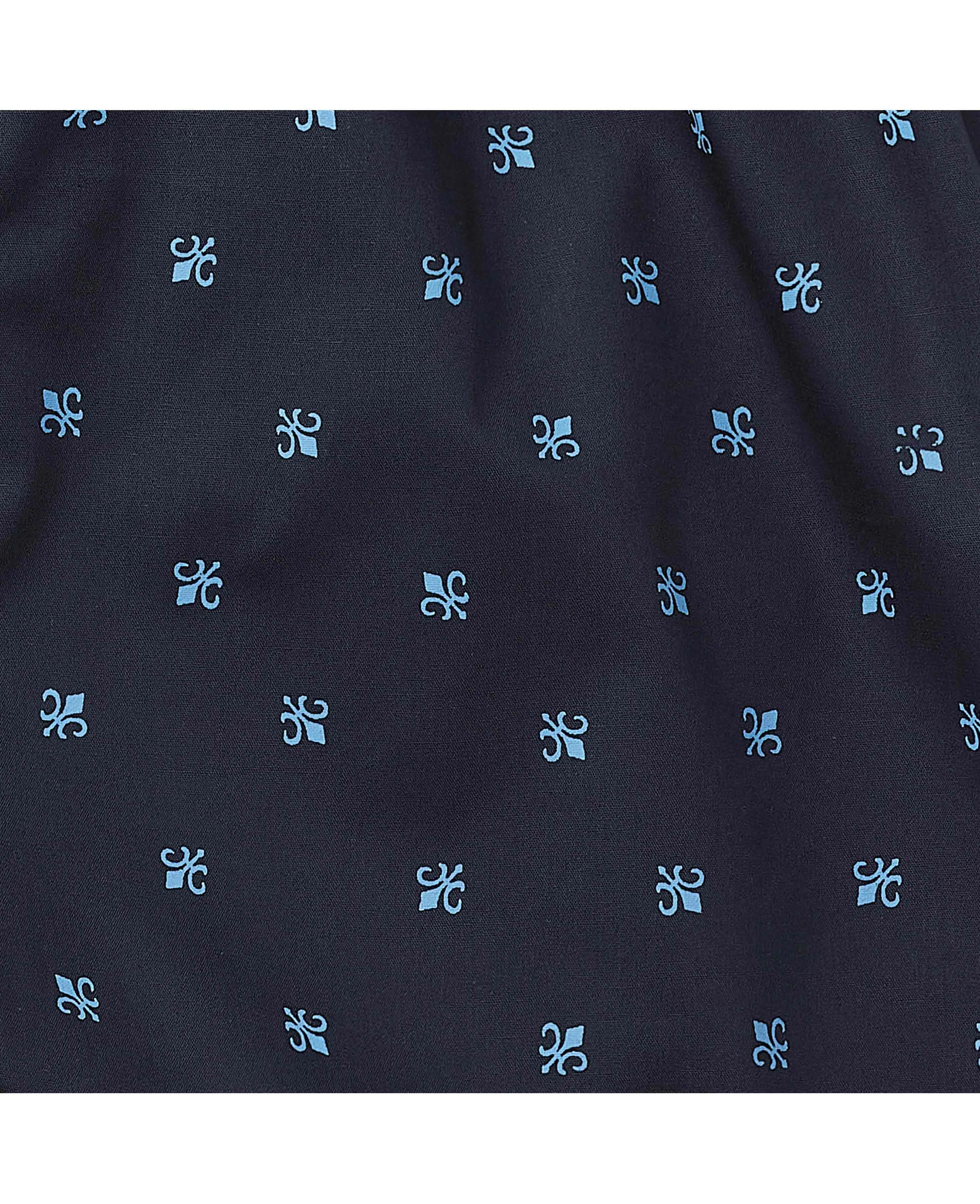 Navy Fleur-de-Lys Cotton Boxer Shorts