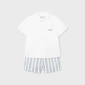 Navy Striped Shorts Set