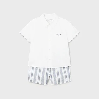 Navy Striped Shorts Set