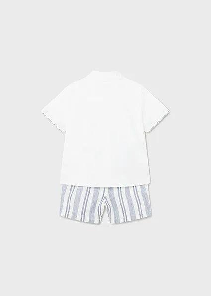 Navy Striped Shorts Set