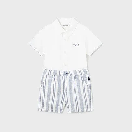 Navy Striped Shorts Set