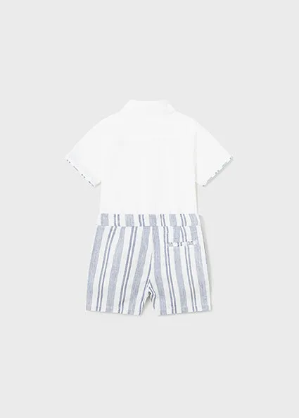 Navy Striped Shorts Set