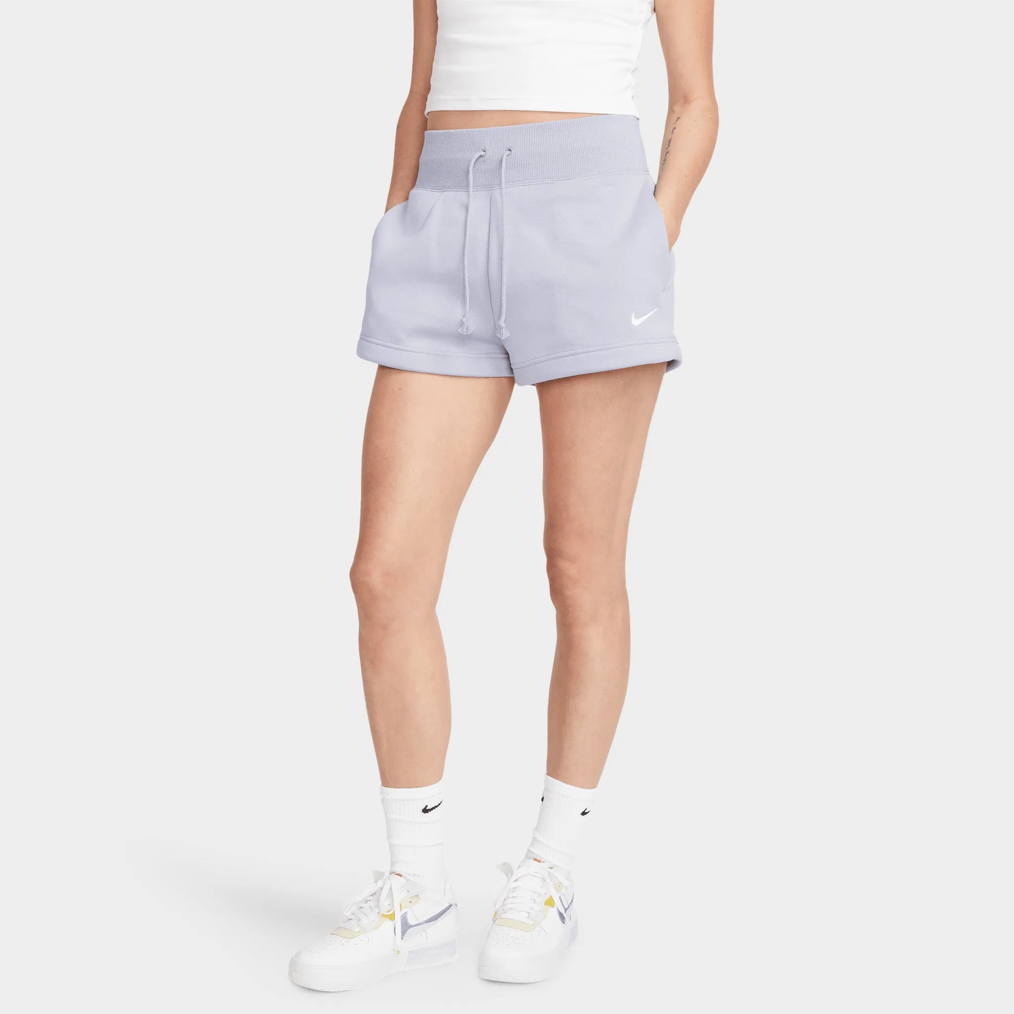 Nike Sportswear Women's High-Waisted Phoenix Fleece Shorts Indigo Haze / Sail