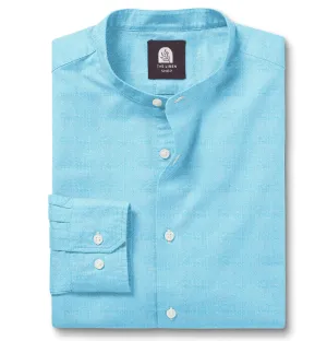 Pure Linen - Band Collar - Aqua