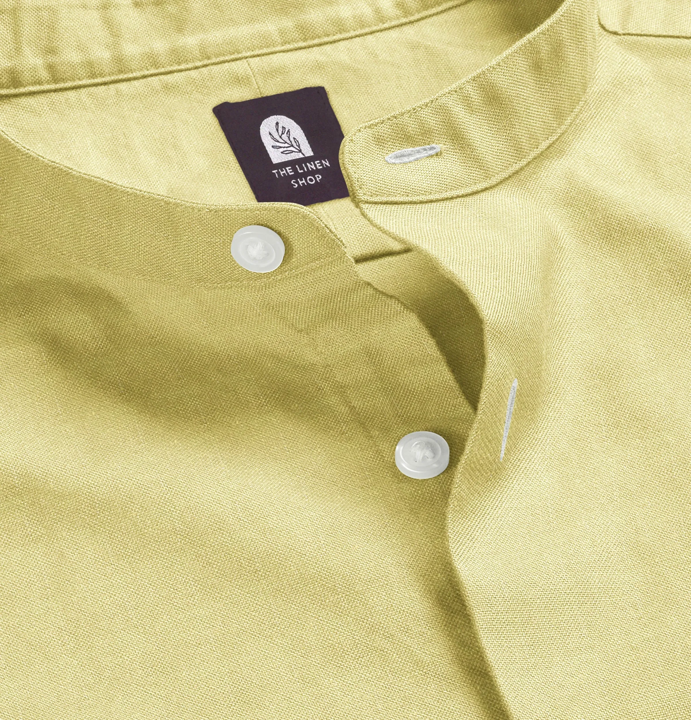 Pure Linen - Band Collar - Light Yellow