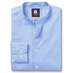 Pure Linen - Band Collar - Sky Blue
