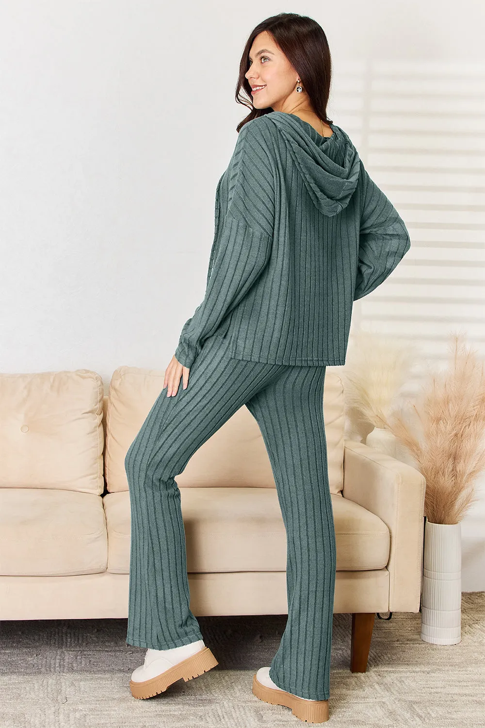 Ribbed Hoodie & Pants Set