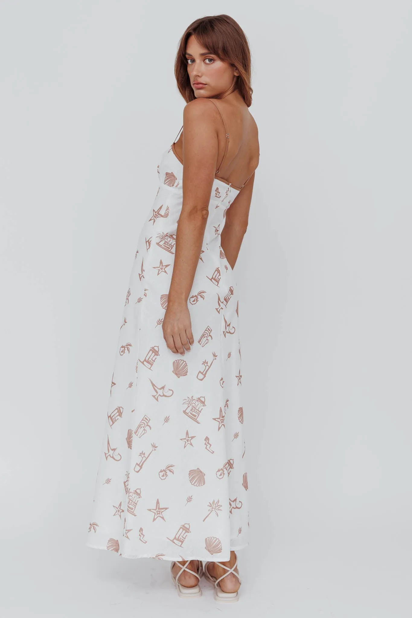 Roll With It Square Neckline Maxi Dress Beige