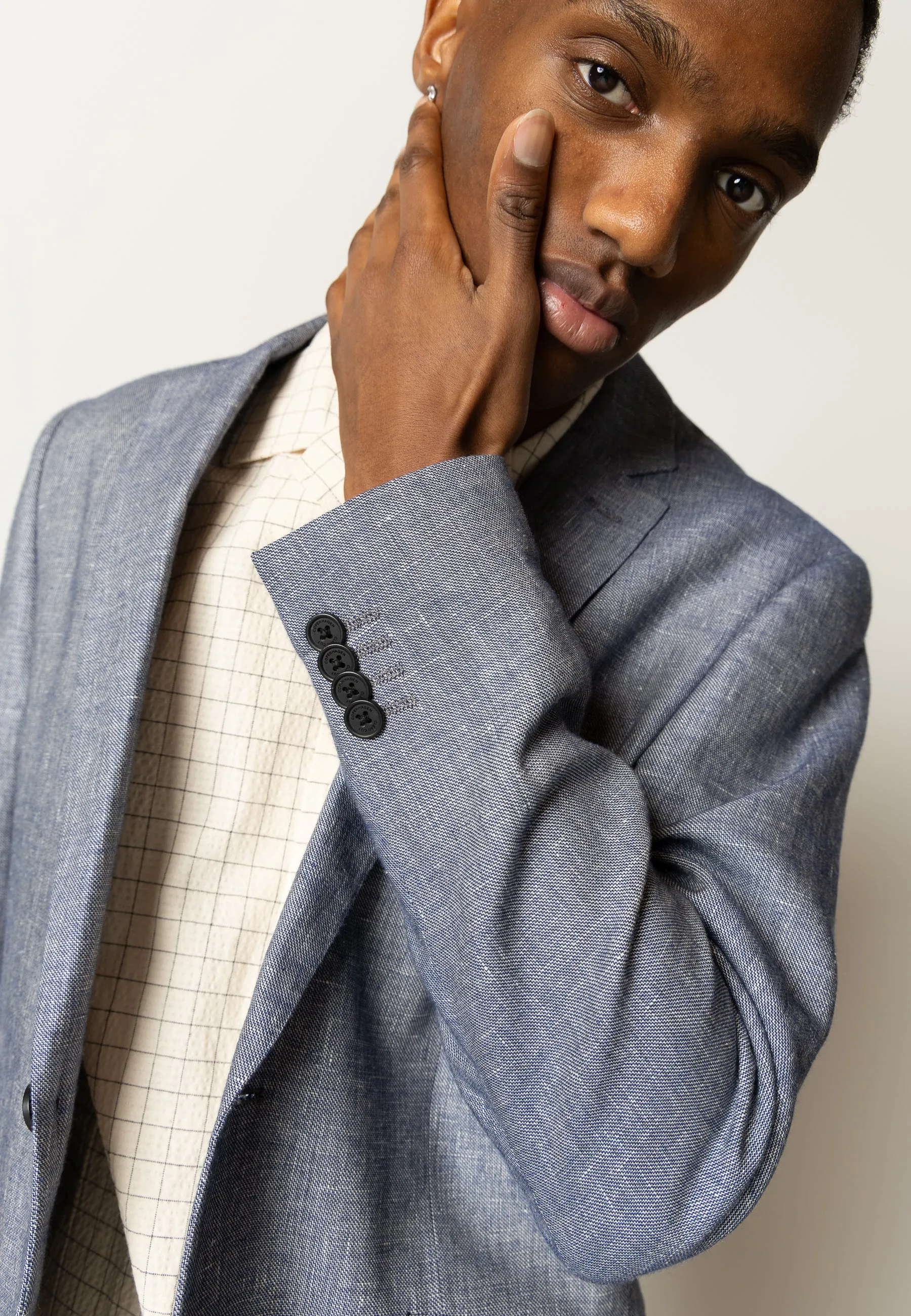 Roman linen blazer - Navy Melange