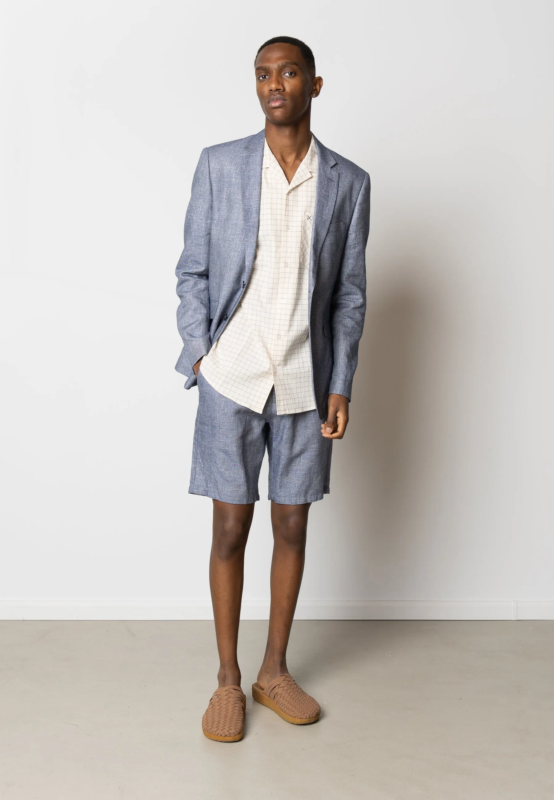 Roman linen blazer - Navy Melange