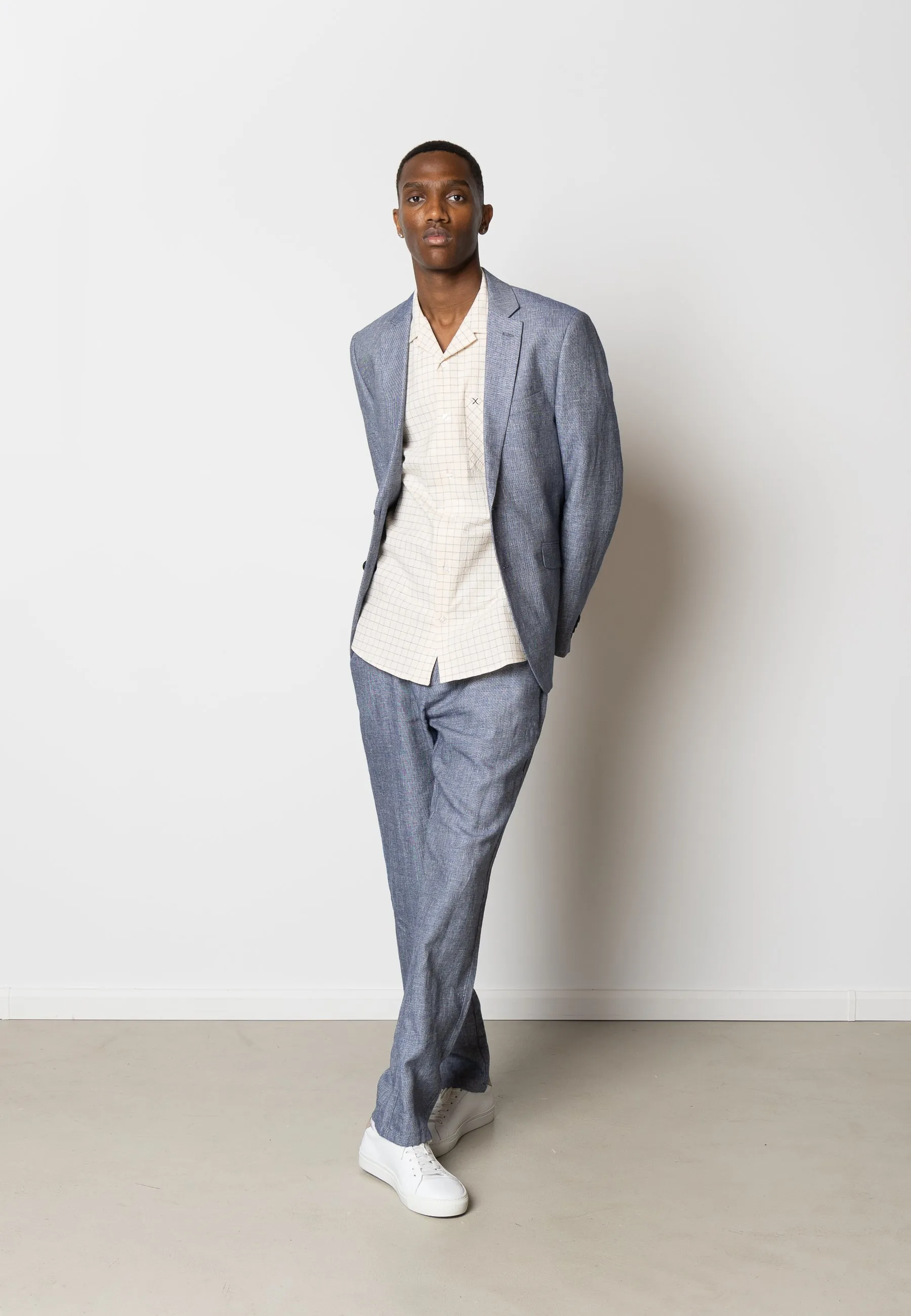 Roman linen blazer - Navy Melange