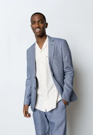 Roman linen blazer - Navy Melange