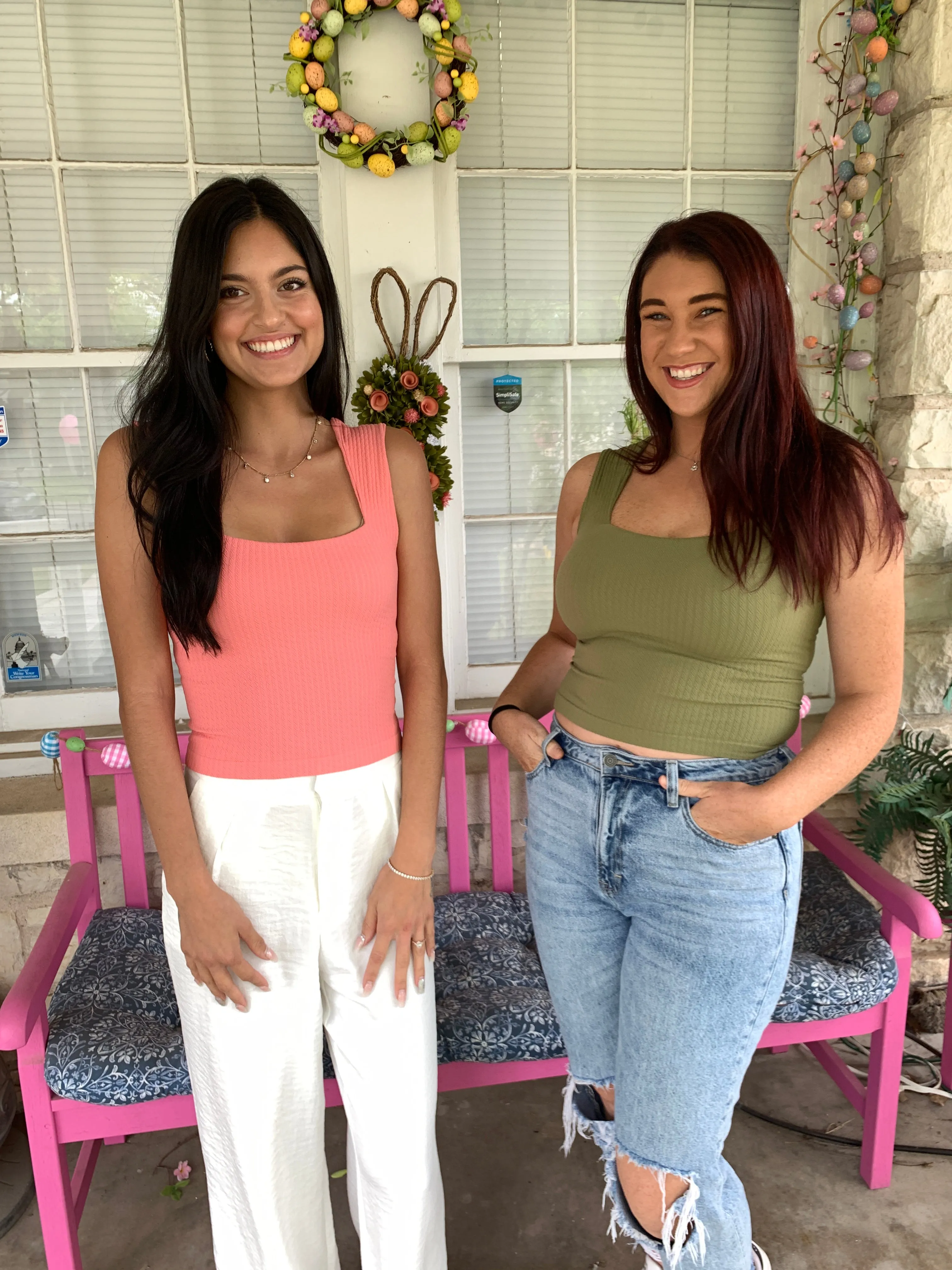 Scala Seamless Built In Bra Wide Strap Sleeve Square Neck Crop Tank In  Aloe
