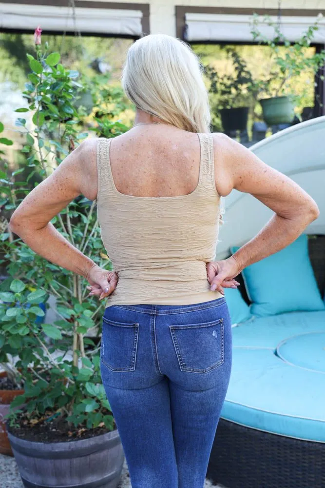 Scala Seamless Crinkle Tank in Chocolate Mocha