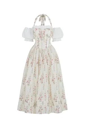 Secret Garden A-line Corset Waist Silk Midi Dress