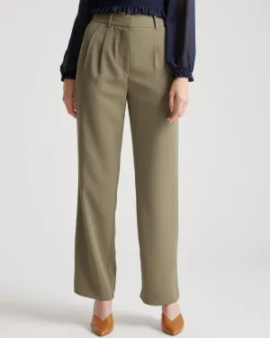 Stretch Crepe Pleated Wide Leg Pants - OLD