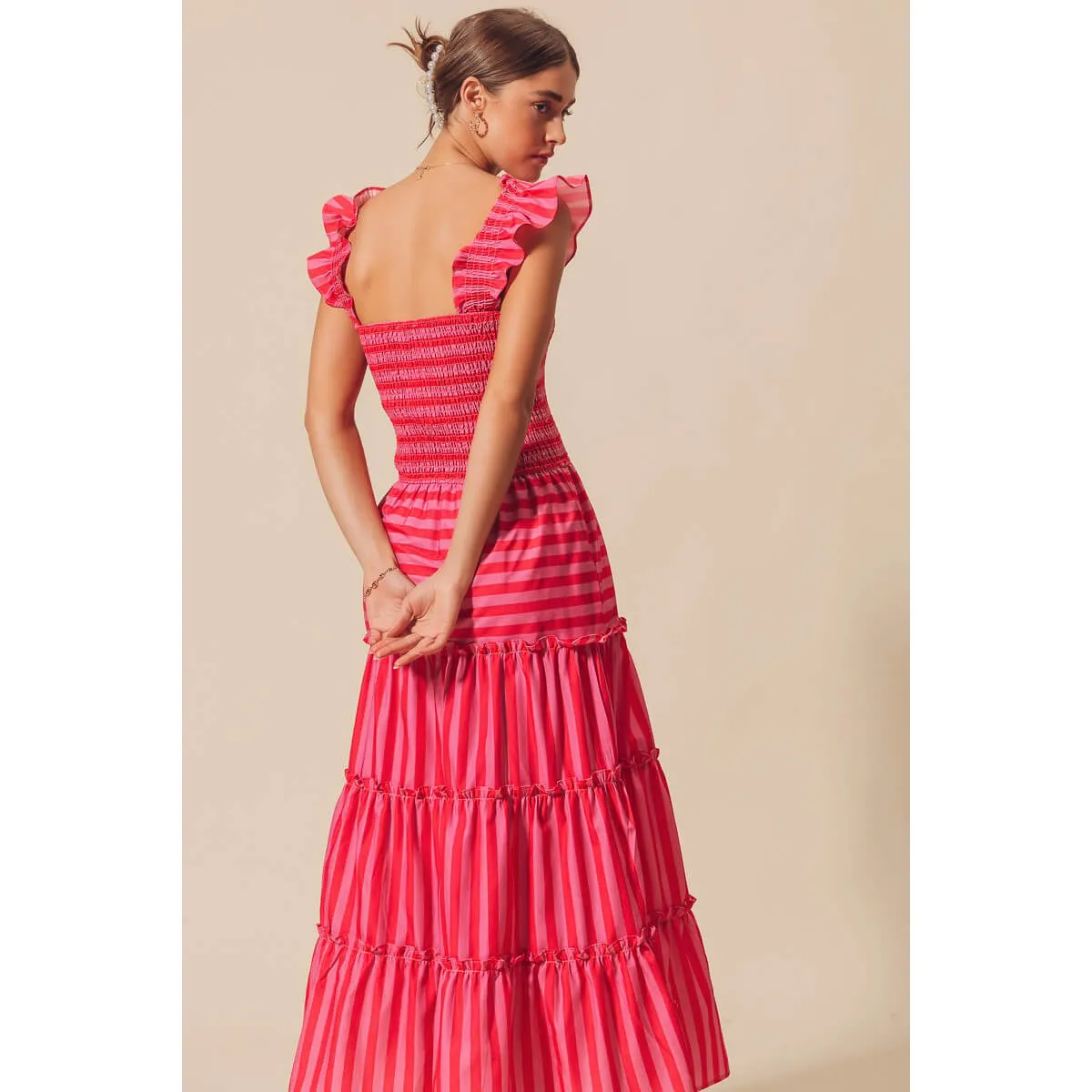 Striped Ruffle Maxi Dress