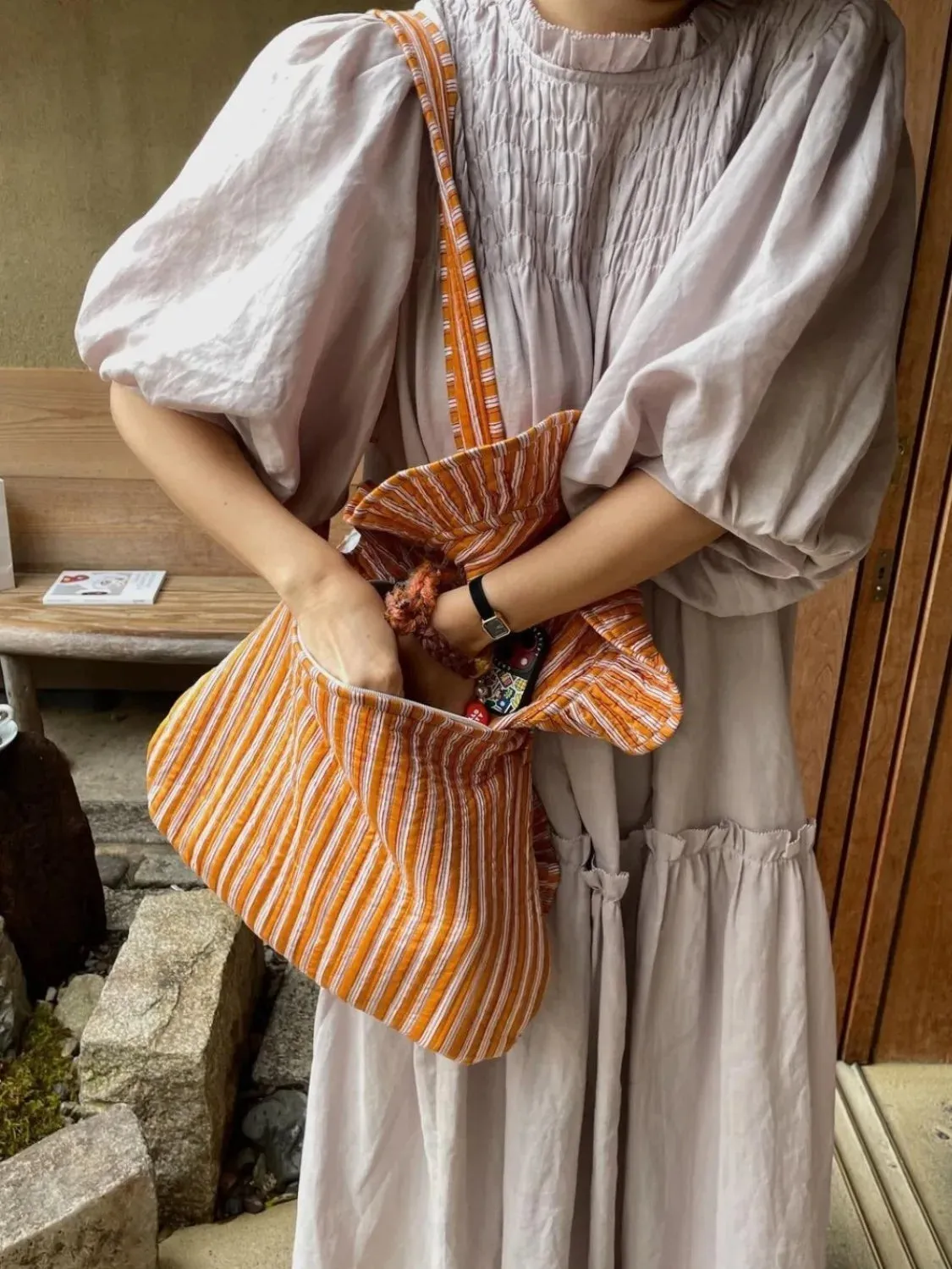 TAVIMART  -  Women's Summer Loose Striped Long Dress Stand Collar Wide Waist Pullover Maxi Holiday Sundress Female