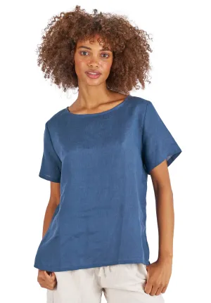 Teena-Linen Blue Sand Washed T-Shirt
