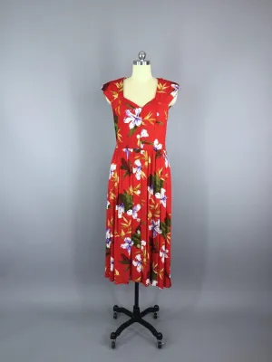 Vintage 80s Dress / Hawaiian Print Sundress
