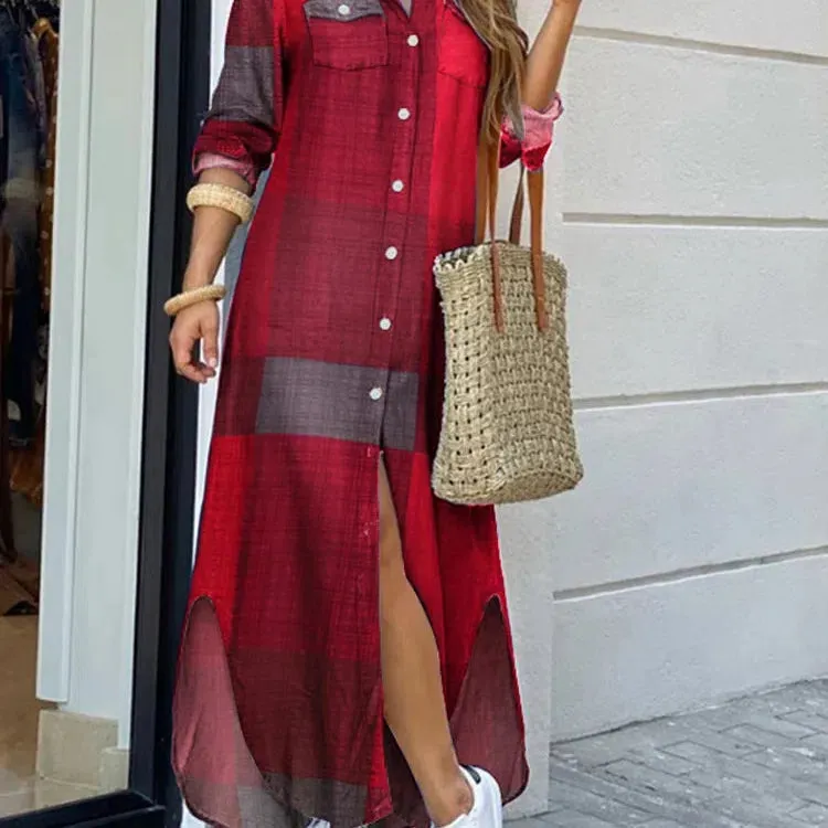 Vintage Leopard Maxi Dress Autumn Long Sleeve Oversized Sundress
