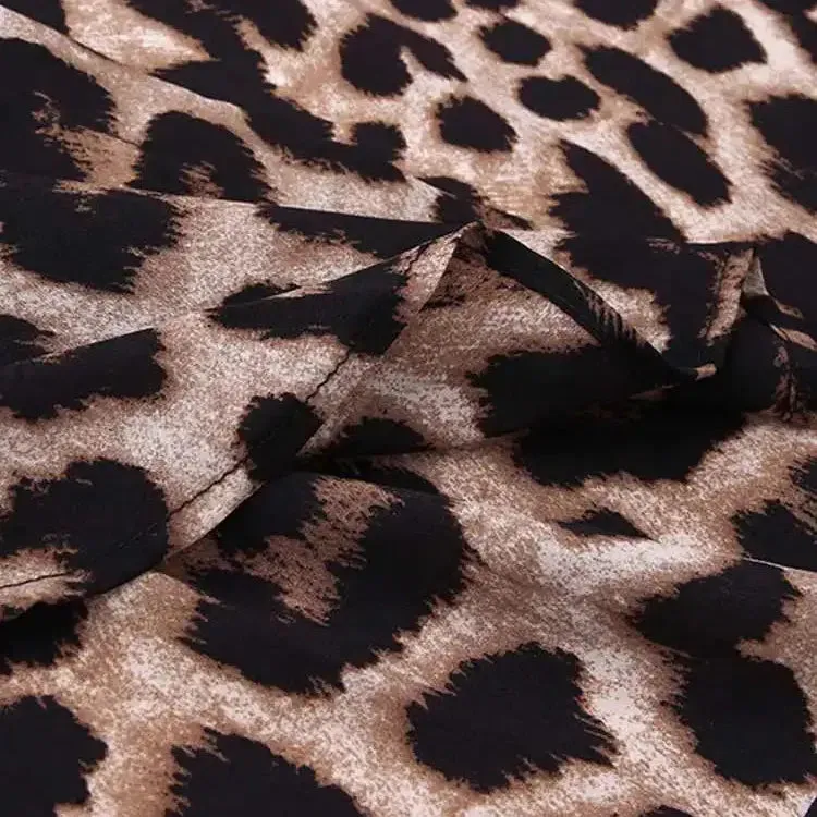 Vintage Leopard Maxi Dress Autumn Long Sleeve Oversized Sundress