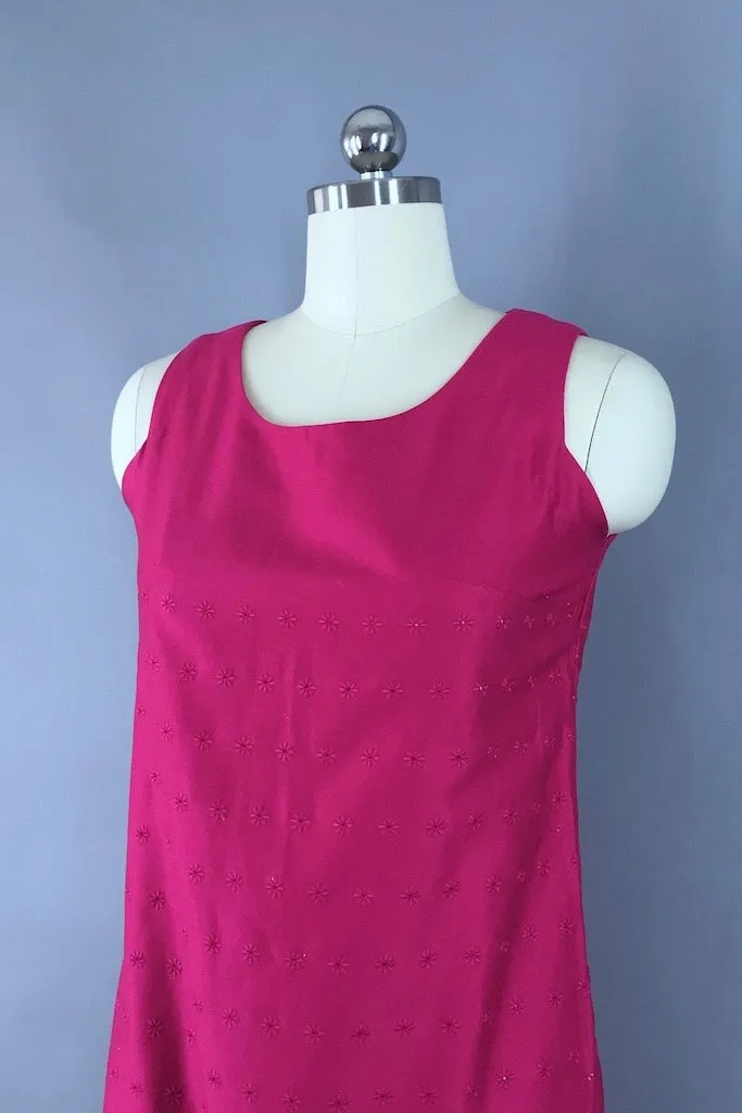Vintage Magenta Pink Eyelet Dress