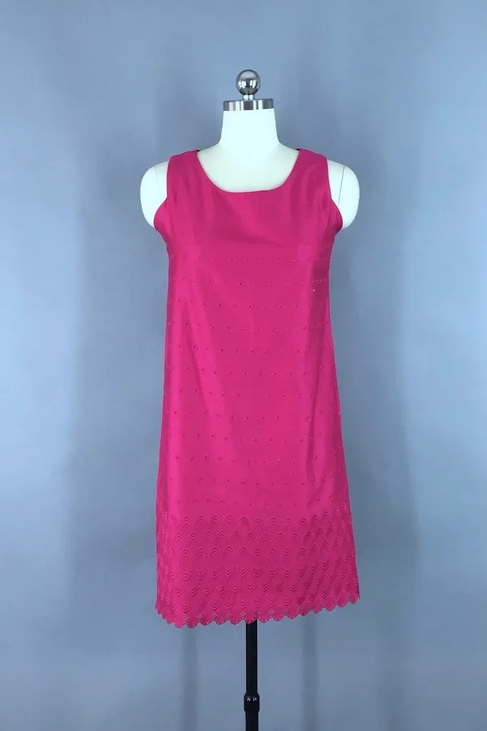 Vintage Magenta Pink Eyelet Dress