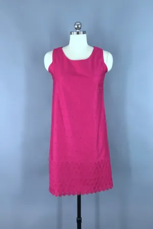 Vintage Magenta Pink Eyelet Dress