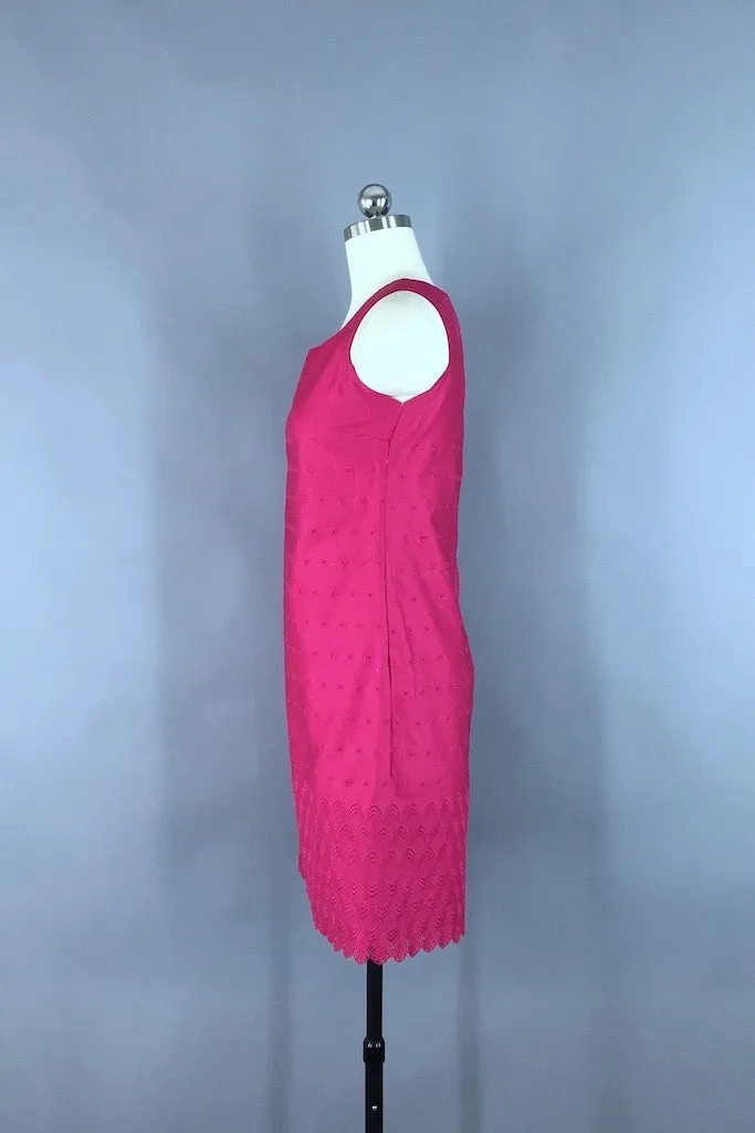 Vintage Magenta Pink Eyelet Dress