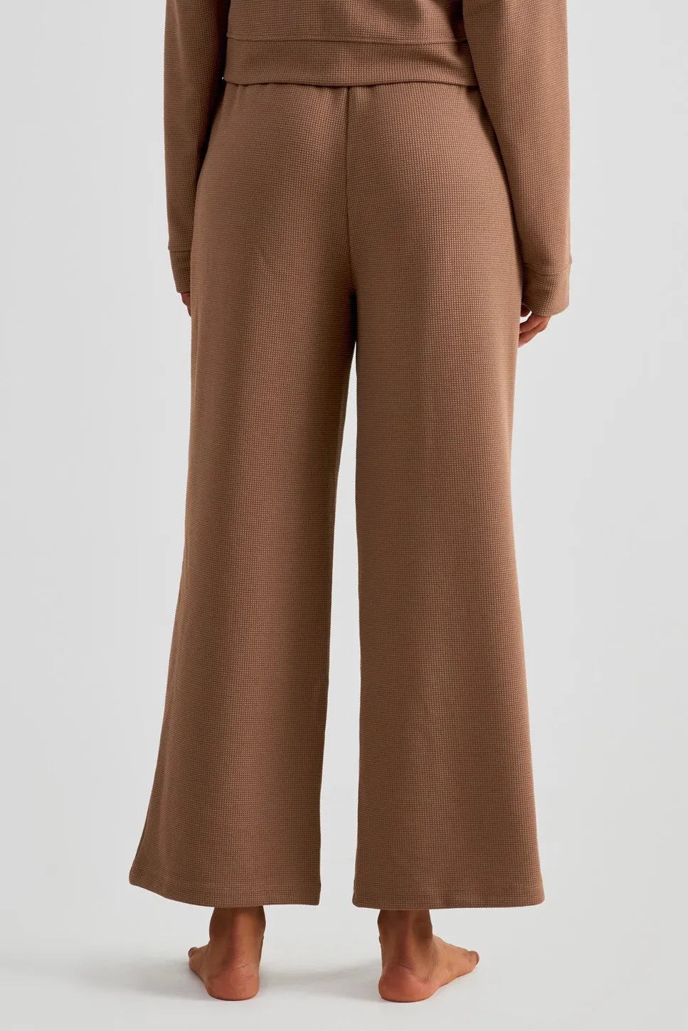 Waffle Knit Wide Leg Pants