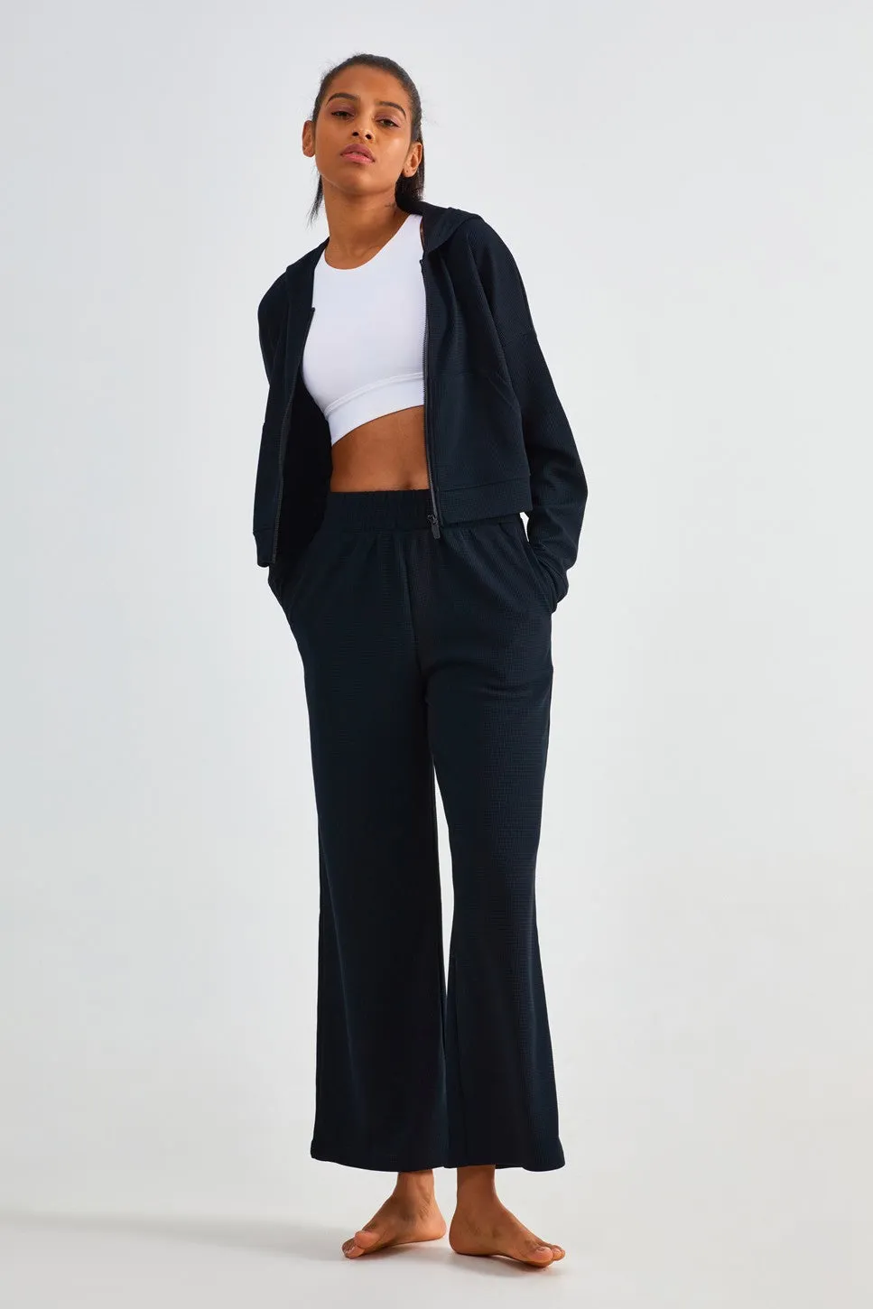 Waffle Knit Wide Leg Pants