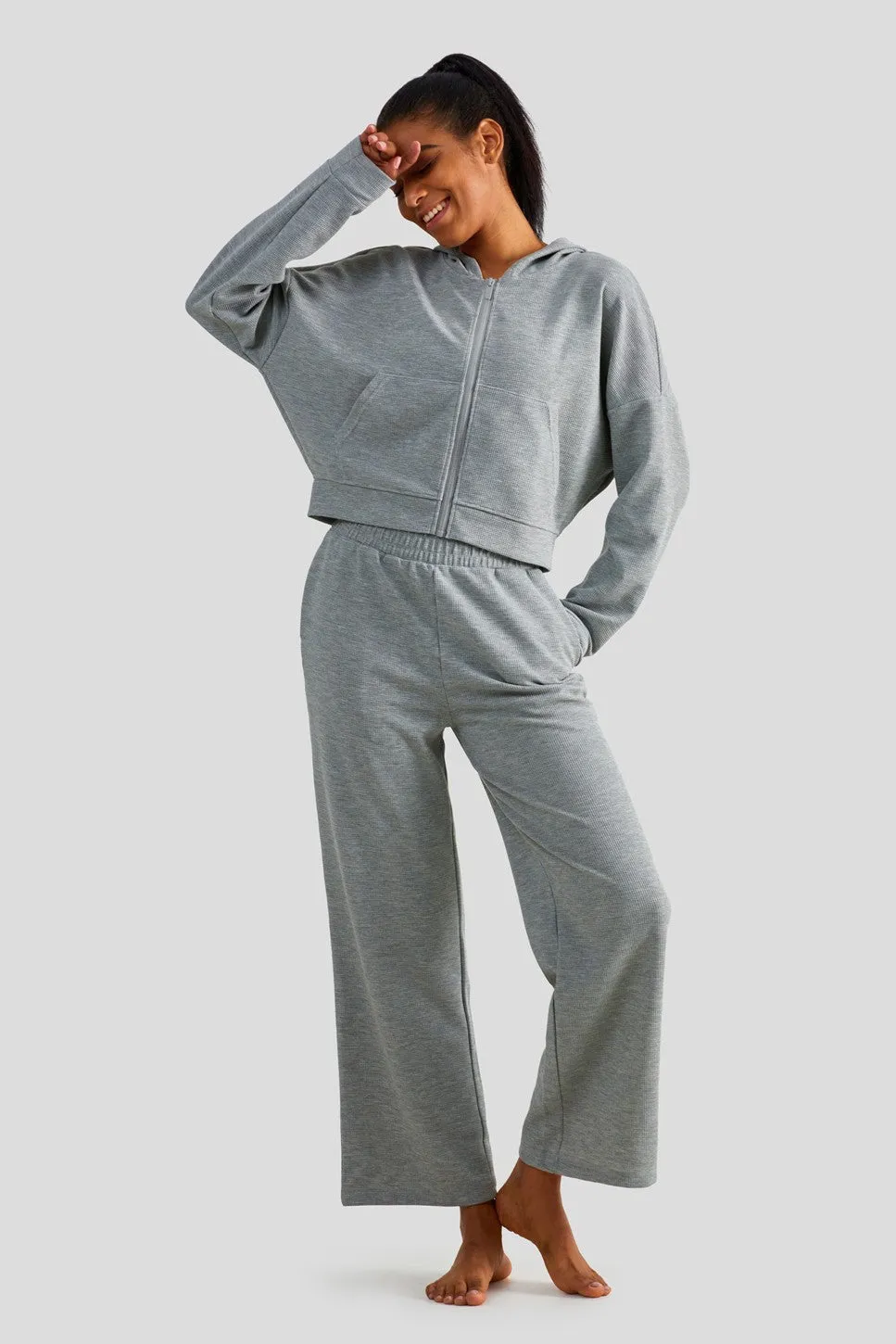 Waffle Knit Wide Leg Pants