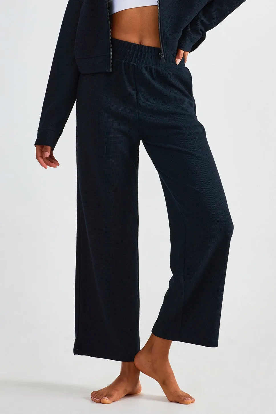 Waffle Knit Wide Leg Pants